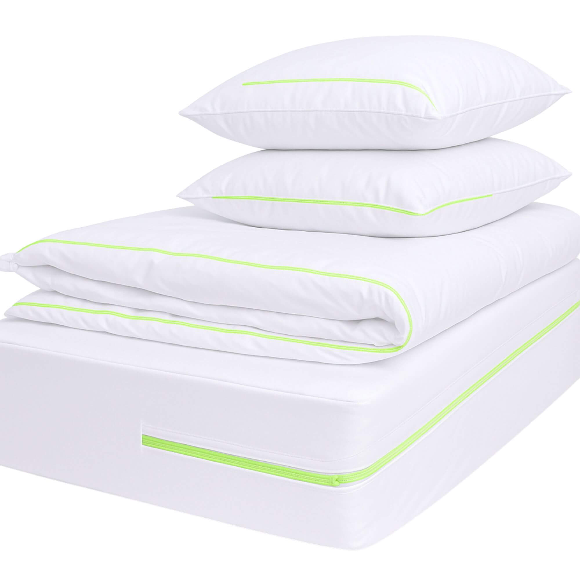 Complete anti allergy bedding set – mattress, pillow, and duvet encasements and protector