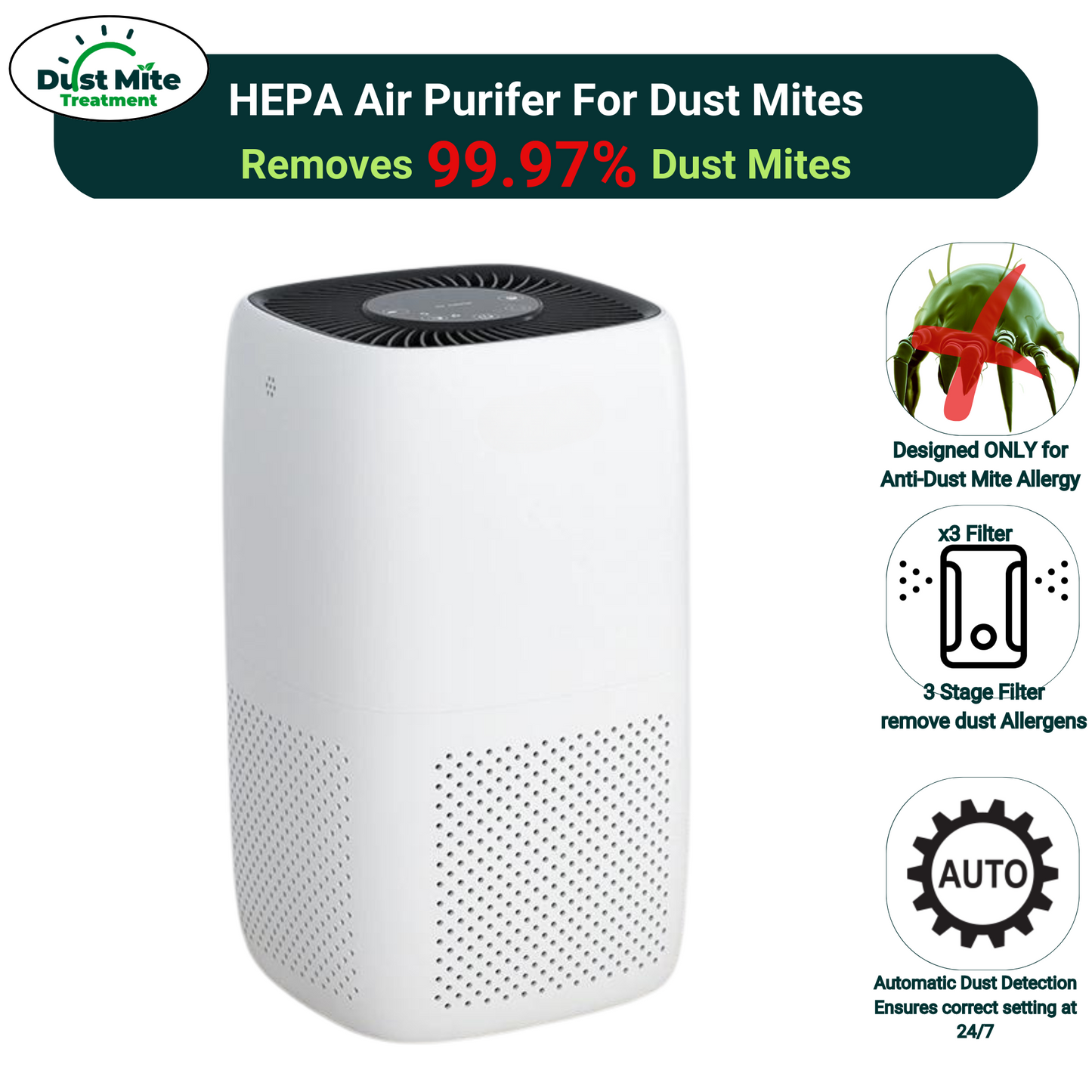 Air Purfier for Dust Mites | HEPA Filter for Dust Mite Allergy - Dust Mite Treatment