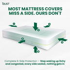 Mattress cover that covers and encases all 6 sides to stop dust mite allergy