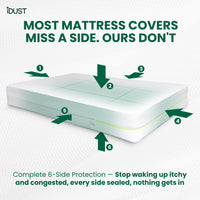 Mattress cover that covers and encases all 6 sides to stop dust mite allergy