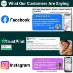 Social proof collage of real customer reviews on Trustpilot, Facebook and Instagram praising iDustMite dust mite protectors for blocking 100% of mites and easing allergy symptoms