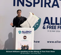 Richard Williams presenting a dust mite proof pillow protector at the Allergy and Free From Show