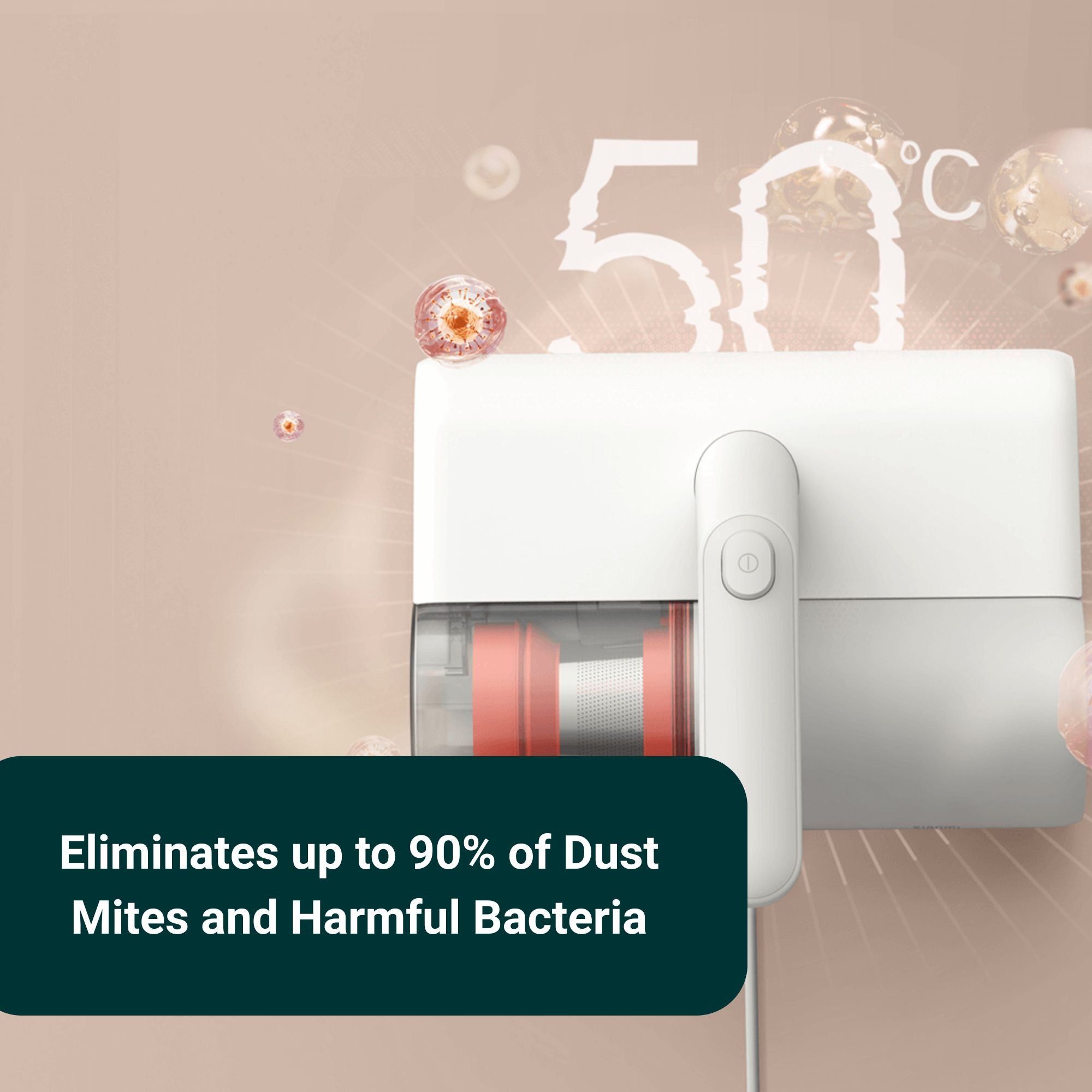 Dust mite vacuum using 50°C heat drying to kill bacteria and mites in bedding