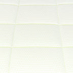 Close-up of hypoallergenic duvet stitching with green trim
