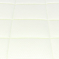 Close-up of hypoallergenic duvet stitching with green trim