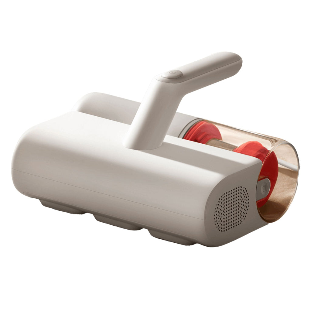 Ultimate Dust Mite Vacuum close-up showing sleek design and visible dust container
