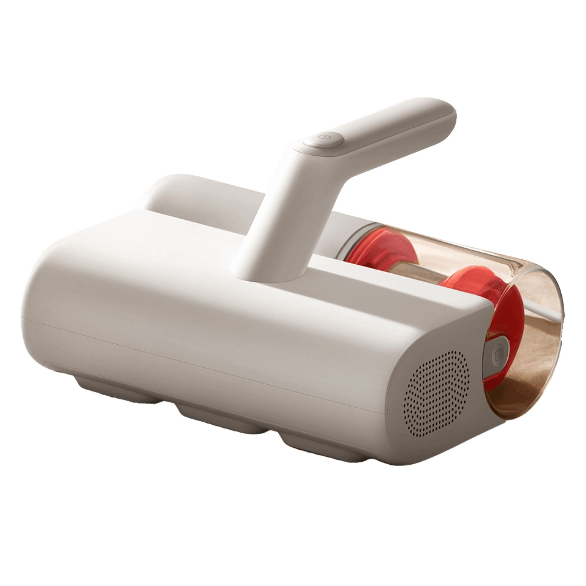Ultimate Dust Mite Vacuum close-up showing sleek design and visible dust container

